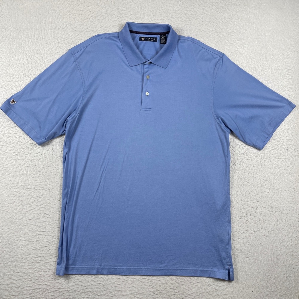 Oxford Golf Polo Shirt Mens XL Blue Mercerized‎ Cotton Short Sleeve Solid Logo